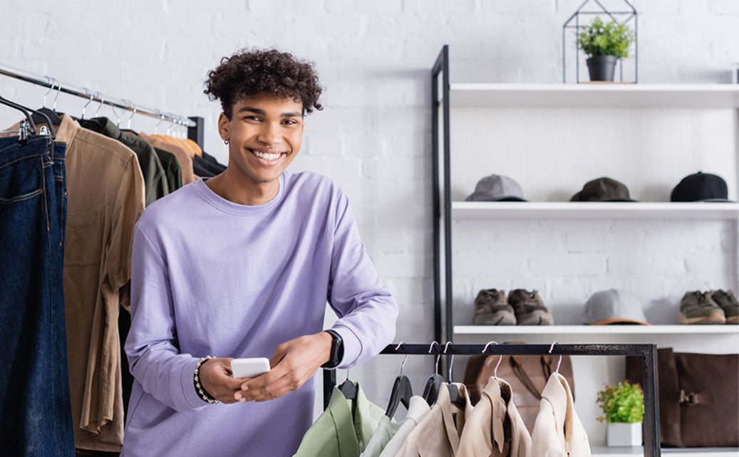 person shopping at a clothing store