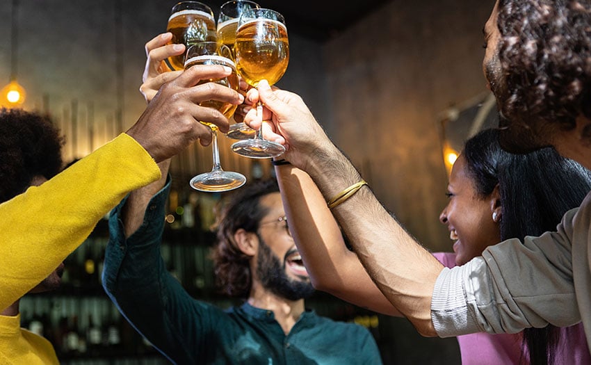 group of friends at a pub